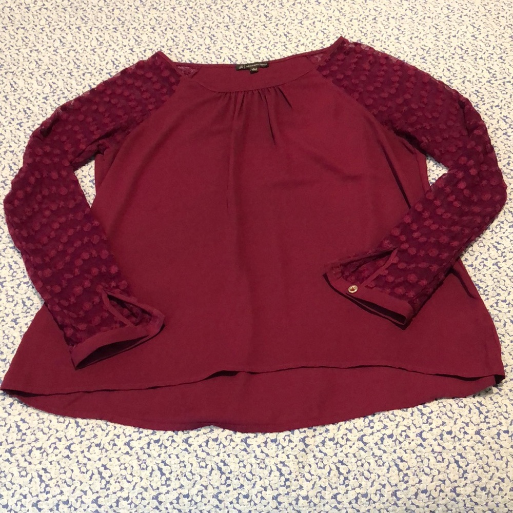 Adrianna Papell Magenta Multi-Media Long Sleeved Blouse Size: L